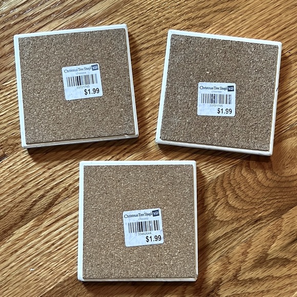 🎁 NWOT🏖 BUNDLE OF 6 CORK-BACK BEACH & CAT COASTERS 4” x 4” - Picture 4 of 9